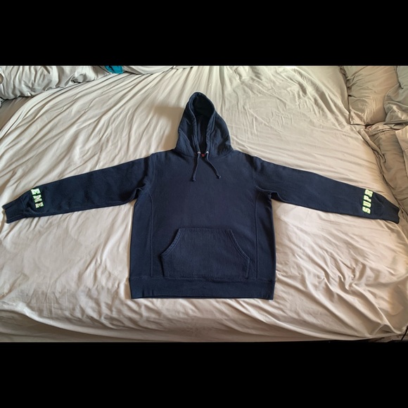 Supreme Other - Navy Supreme Wrist Logo Hoodie